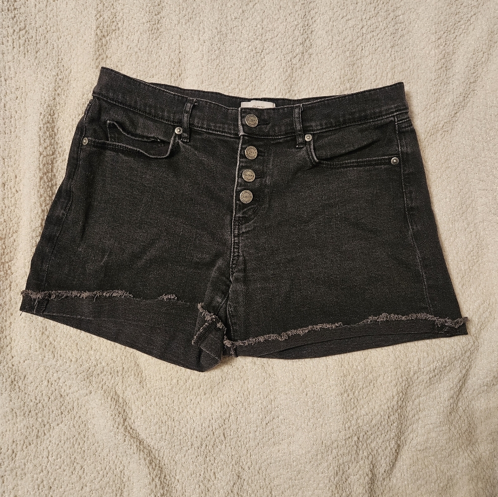 LOFT black button up denim shorts